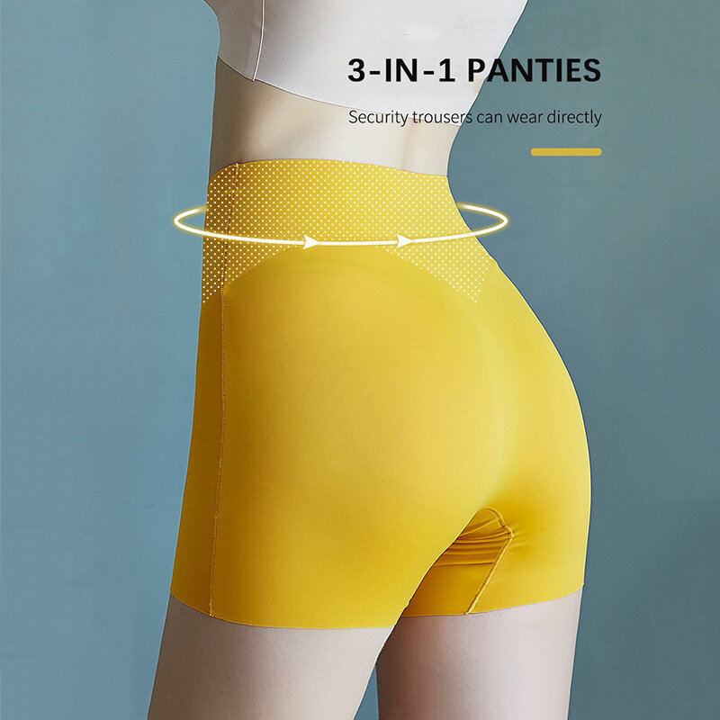 Flarixa 2PCS 3 In 1 Safety Pants High Waist Seamless Women's Shorts Body Shaping Underwear Plus Size Ice Silk Boxer Panties Thin