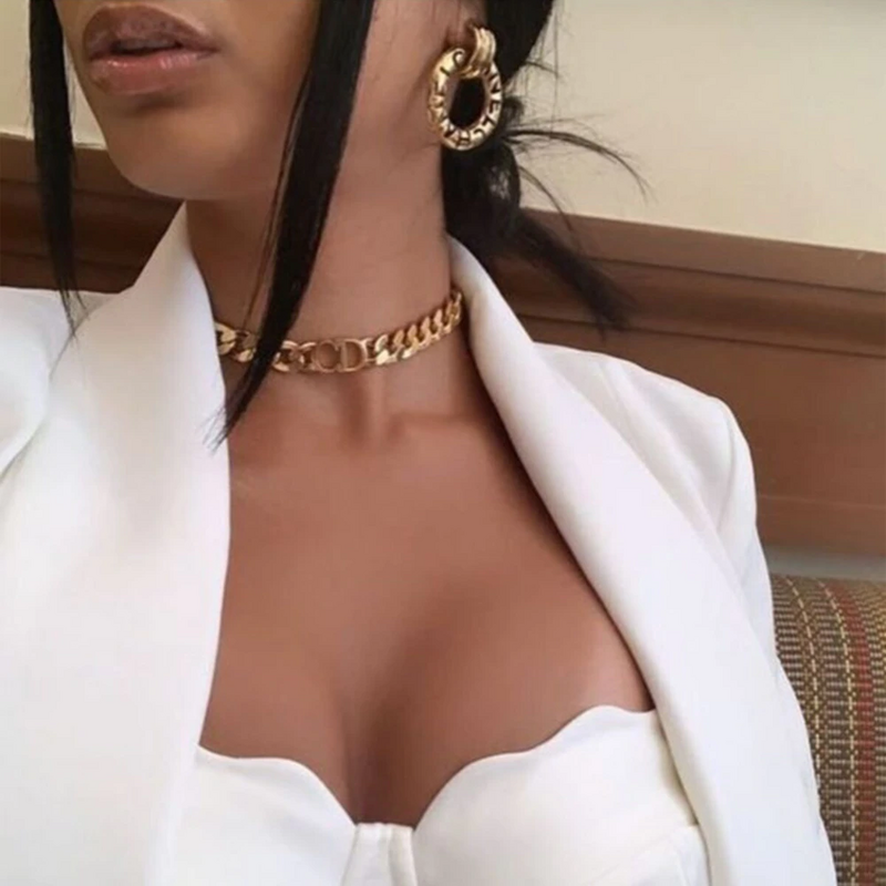 Christian Dior Modell Gold Überzogene Stahl Halskette Luxus Anhänger Halsband Halskette Kette Halsketten Für Frauen Hochzeit Schmuck Geschenke