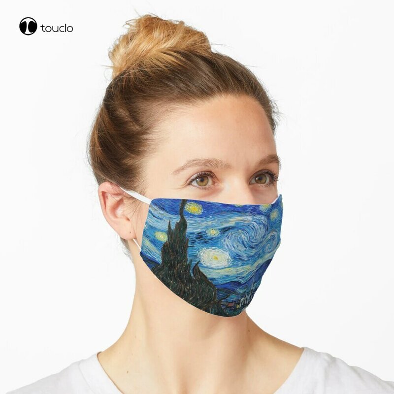Noite estrelada máscara facial filtro de rosto pano de bolso reutilizável lavável