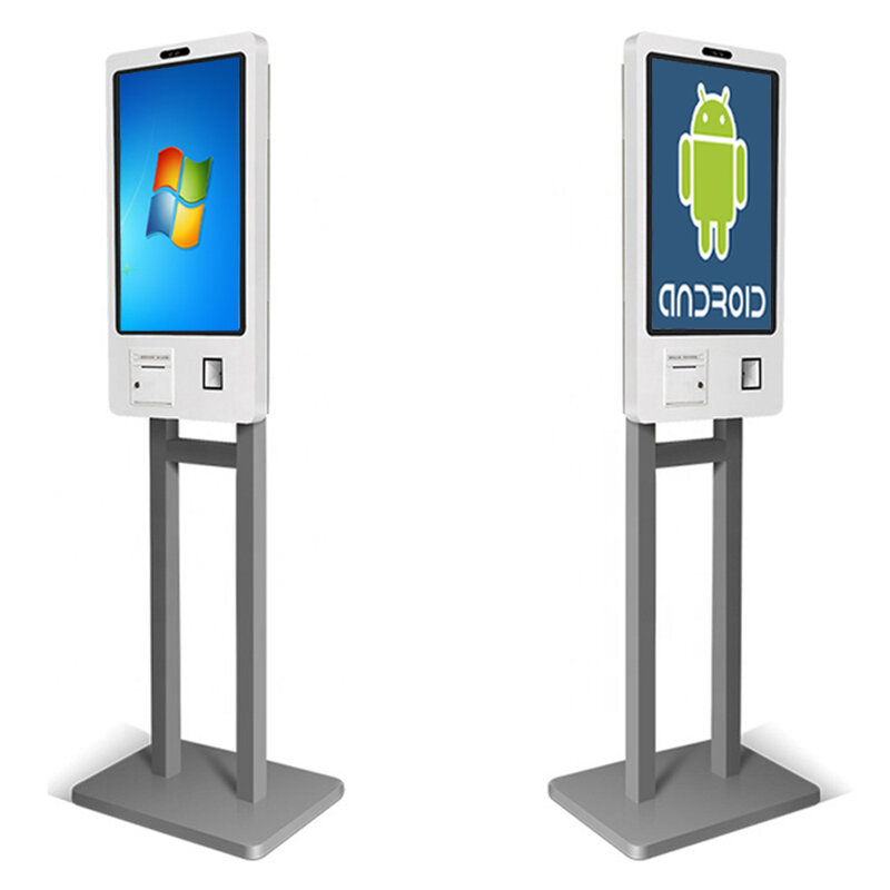 24 นิ้วฟรียืน self บริการสั่งซื้อ KIOSK (Android หรือ Windows,เครื่องพิมพ์/Barcode Reader รวม, ไม่รวมซอฟต์แวร์)