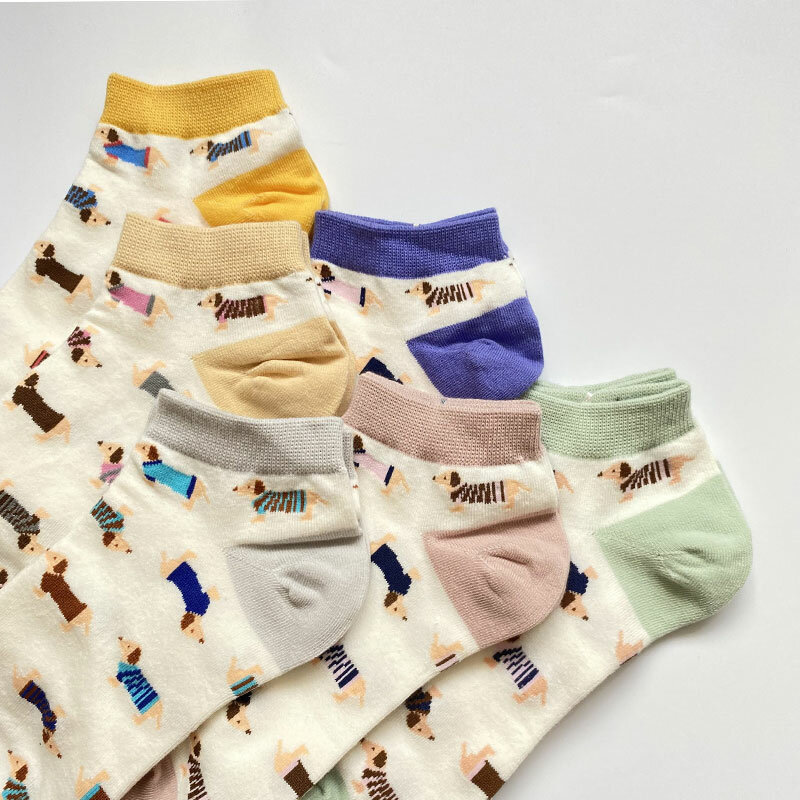 Носки женские, хлопковые, разноцветные, с изображением животных