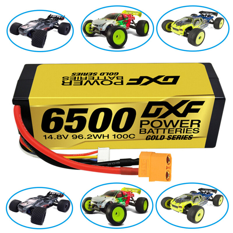 DXF-batería Lipo 4S de 14,8 V, 6500mAh, 100C, versión dorada, serie de carreras de grafeno, carcasa rígida para coche de control remoto, camión Evader BX Truggy 1/8 Buggy