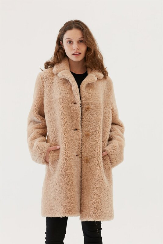 여성용 진짜 양가죽 및 모피 시어링 재킷, 겨울 따뜻한 코트, 새로운 시즌 디자인 의류 제품, 클래식 플러시 가죽