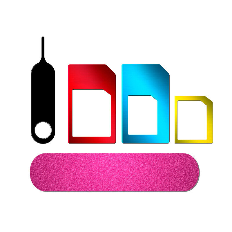 나노 마이크로 SIM 어댑터 메탈 카드 케이스, 휴대폰 카드 슬리브, 소형 카드, 대형 카드 슬롯 복원기, 표준 SIM 카드, 5 인 1
