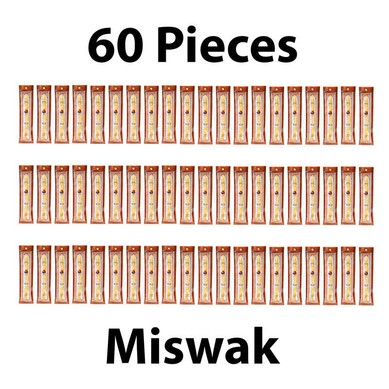 FS Set di 60 pezzi Miswak Sewak Chew Stick Fresh Natural Tootbrush Misvak Arak Siwak Miswaak Vegan Teeth Cleaner Soft Peelu