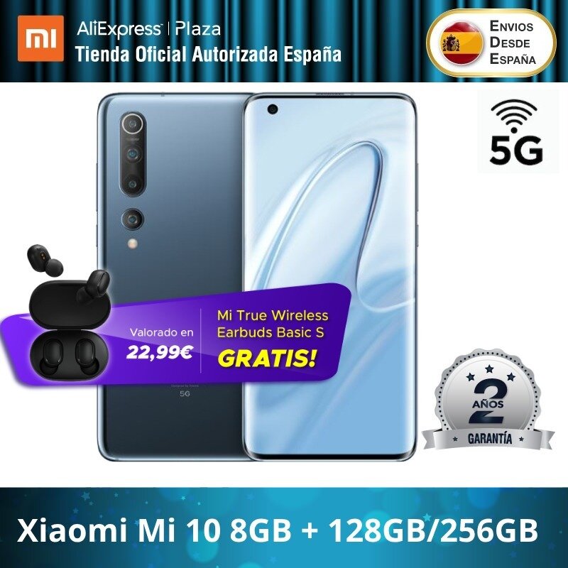 Xiaomi Mi 10 5G (128 go ROM 8 go RAM/ 256 go ROM 8 go RAM 4G/5G Snapdragon™865) [Teléfono Móvil Versión Global para España]