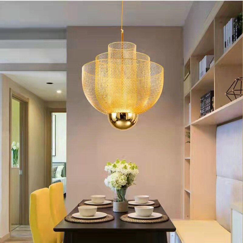Design moderno griglia metallica Meshmatics lampadari a soffitto Nordic LED Hanglamp sala da pranzo ristorante apparecchi a sospensione industriali
