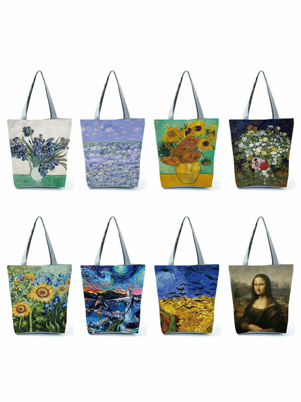 Bolso de mano de lona con pintura al óleo de Van Gogh para mujer, bolsa de viaje de arte Retro a la moda, ocio, compras ecológicas, bolsos plegables de alta calidad, nuevo