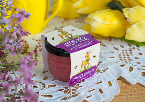 Altai cream-honey with raspberry