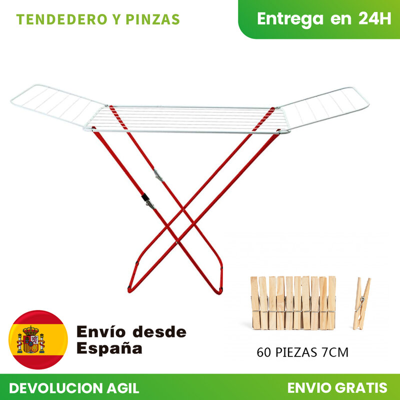 Tendedero одежды выдвижной складной 200 см длинный металлический антипресс набор Веревка для белья зажим Стойка pinza60uds в комплекте