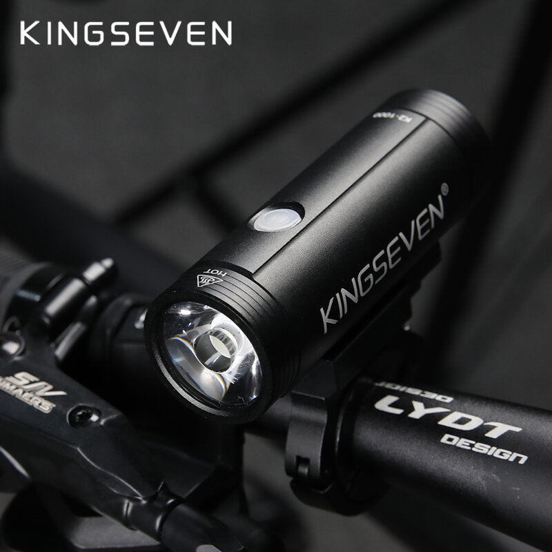 Kingseven pit bike luz à prova de chuva usb recarregável mtb frente lâmpada do farol ultraleve lado lanterna led sorte luz da bicicleta