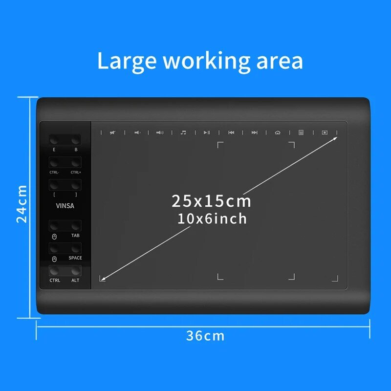 Tableta Digital portátil de 10x6 pulgadas para conectar el teléfono móvil, tableta de dibujo a presión, tableta gráfica interactiva para dibujar