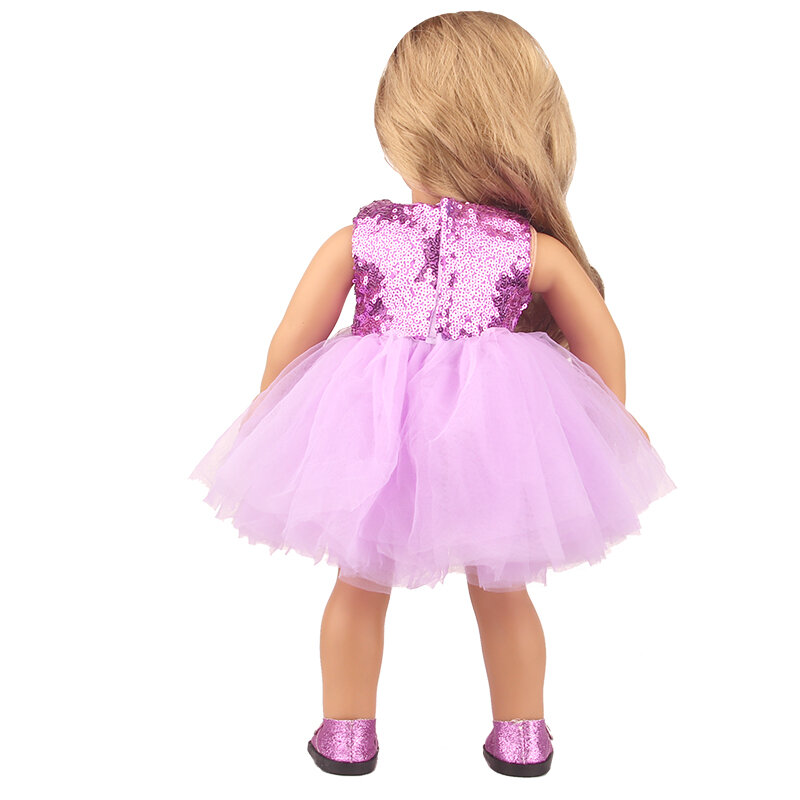 American Shining Sequins Doll Mini Vestido, Roupa de boneca recém-nascida, Acessórios fofos do bebê, OG, Brinquedo DIY, 18 ", 43cm