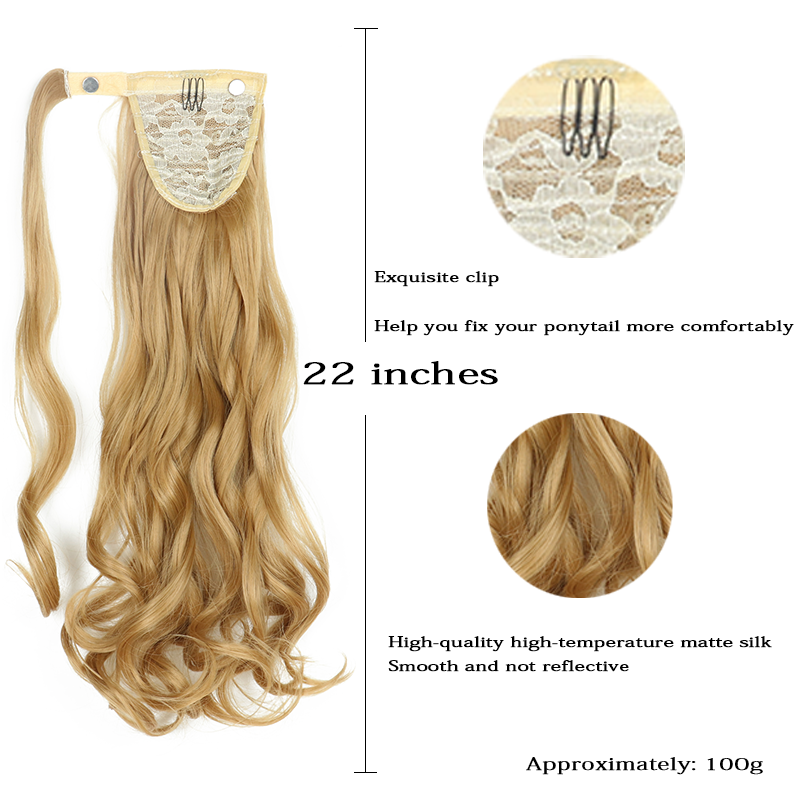 Synthetic Long Wave Ponytail Wrap Around Ponytail Clip in Hair Extensions  Hairpiece Headwear Brown Gray  Hair