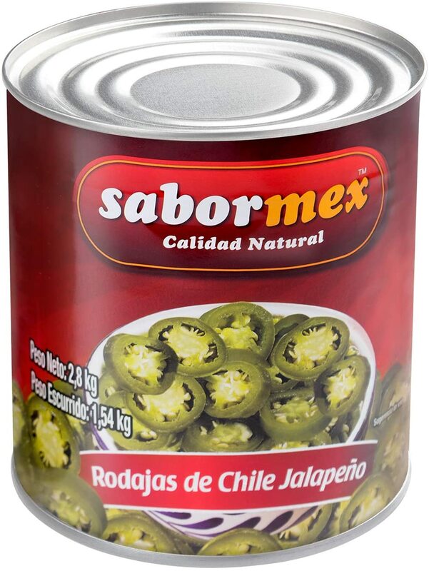 SABORMEX Chile Jalapeño Rodajas 2,8 kg Producto Natural Sin Conservantes ni Colorantes Vegano