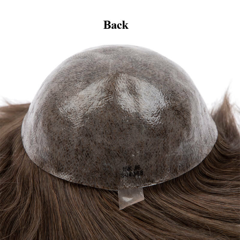 Peruca de peruca masculina com injeção capilar, sistema 100% de cabelo humano, prótese masculina, 0,12-0,14mm
