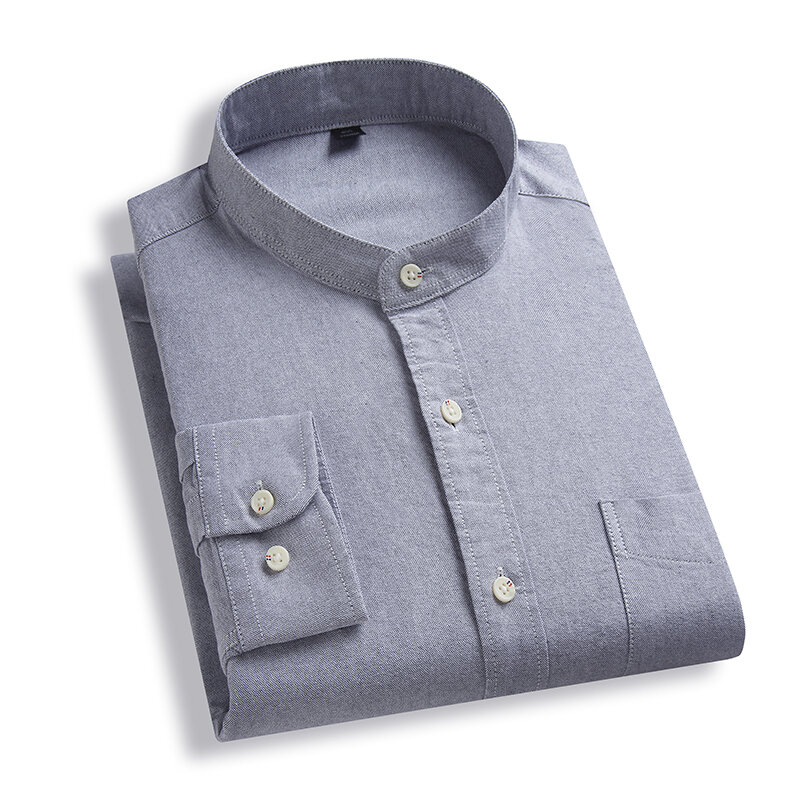 Camisas informales de manga larga para hombre, Blusa de algodón transpirable, suave y cómoda, de color sólido, 2022