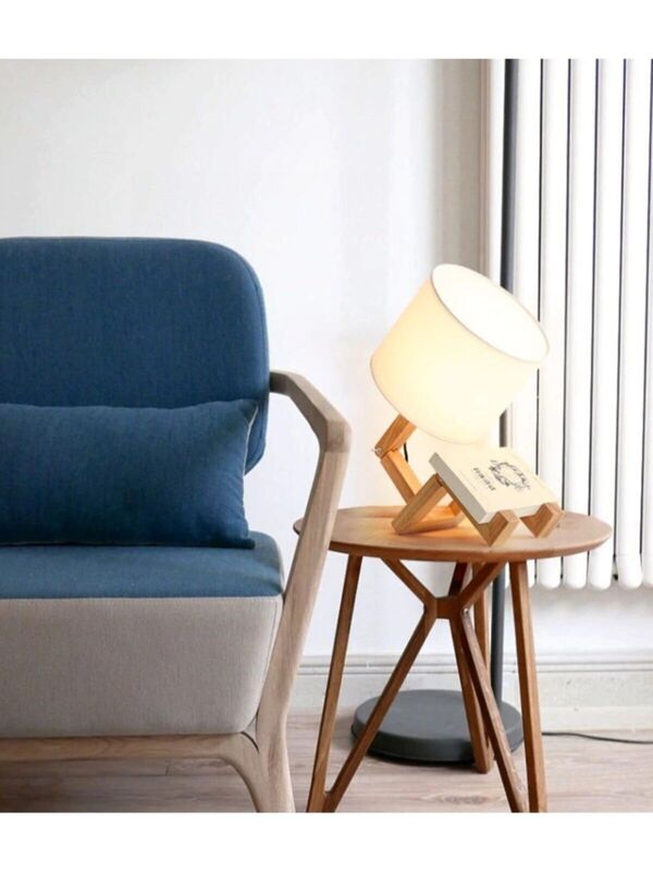 Lampada da tavolo da uomo in legno modello nordico paralume libreria lampada da notte decorazioni per la casa Design speciale decorazione illuminazione