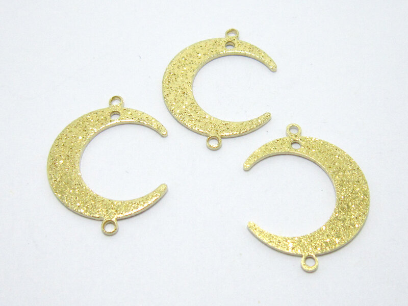 20pcs Brass charms, Crescent moon earring connector, Moon phase, Brass findings, 22x16.7x1mm, Jewelry making - R1234