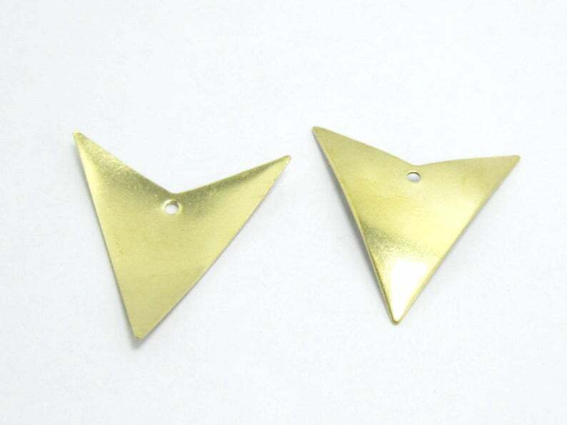 50 pces bronze pingente 25mm latão cru triângulo seta encantos r598