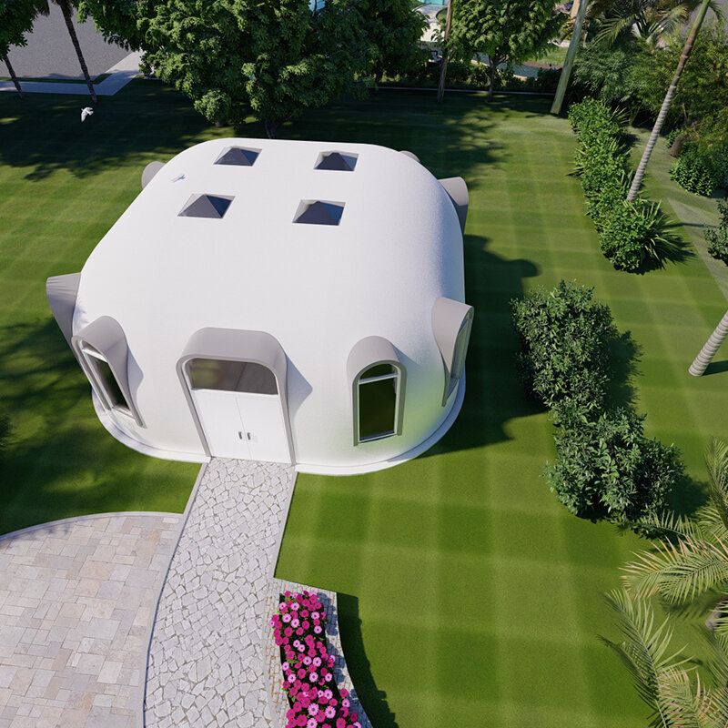 プレハブ住宅とグラフェンドームの家とボートの幾何学的建物休暇のためにプレハブ (82平方メートル)