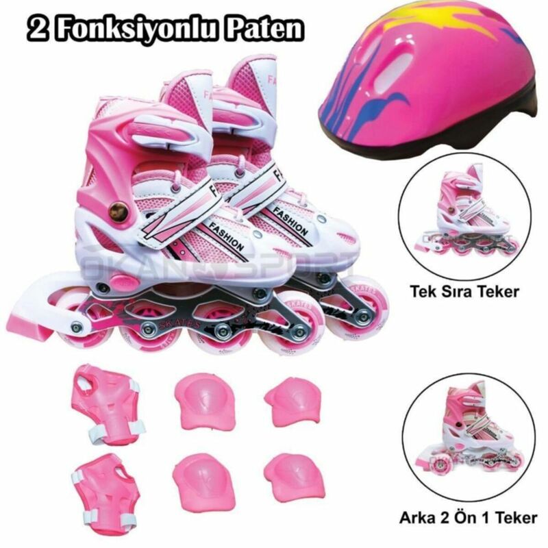 Zapatos de patinaje para niños, doble fila, ajustable, equipo de protección, casco, 6 piezas, Seti