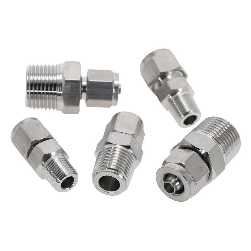 1pc conectores de tubos de aço inoxidável ss 304 1/8 ss '1/4 3/8 1/4 adapter adapter adapter adaptador de conversão de conector de rosca macho bsp