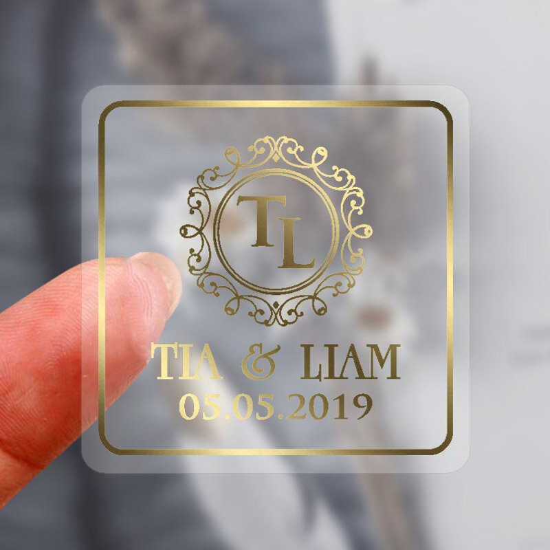 100 шт./лот персонализированные пользовательские наклейки с логотипом прозрачная Золотая фольга серебряные бизнес логотип наклейки свадебные наклейки