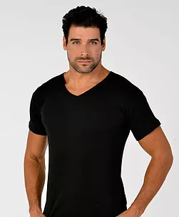 Camisa interior de manga corta con cuello en V para hombre, 100% algodón, textura de tela suave y duradera natural que absorbe el sudor