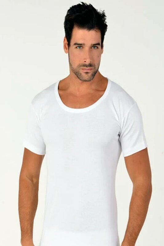 Нательная рубашка мужская с коротким рукавом и широким воротником, 100% хлопок, натуральная мягкая и прочная ткань, впитывает пот, 4 шт.