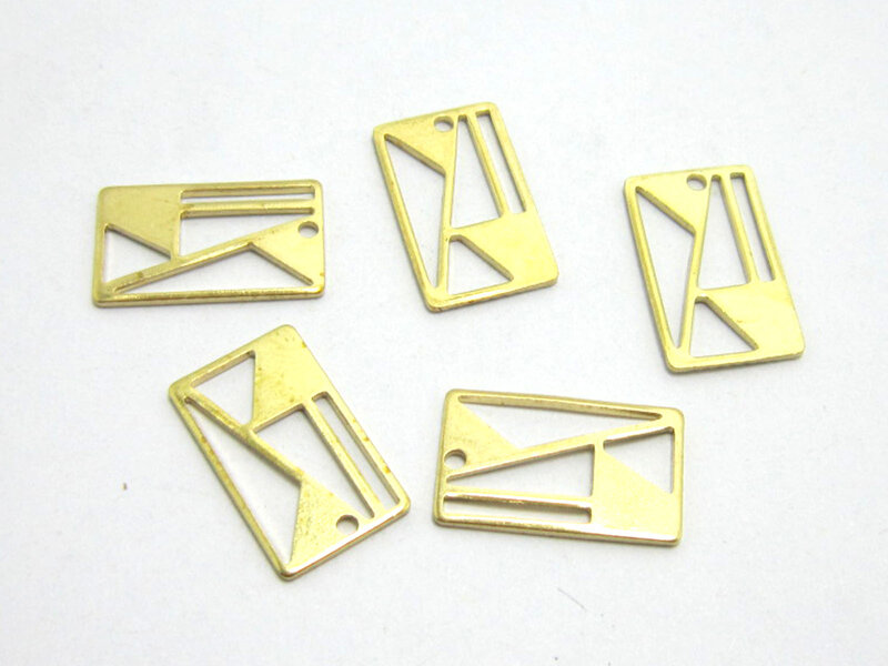 50pcs Brass charms 15x9mm Geometric Raw brass rectangle charms R584