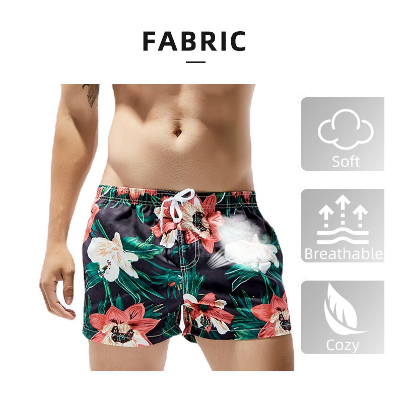 Impressão de moda flor verão secagem rápida sublimação casual respirável dos homens praia short men fitness gym shorts