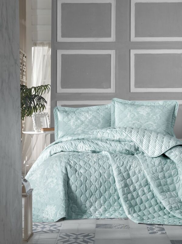 Ekotex-Juego de ropa de cama de algodón turco 100%, fundas de cama, colcha y funda de almohada, acolchado de lujo, tamaño doble/individual
