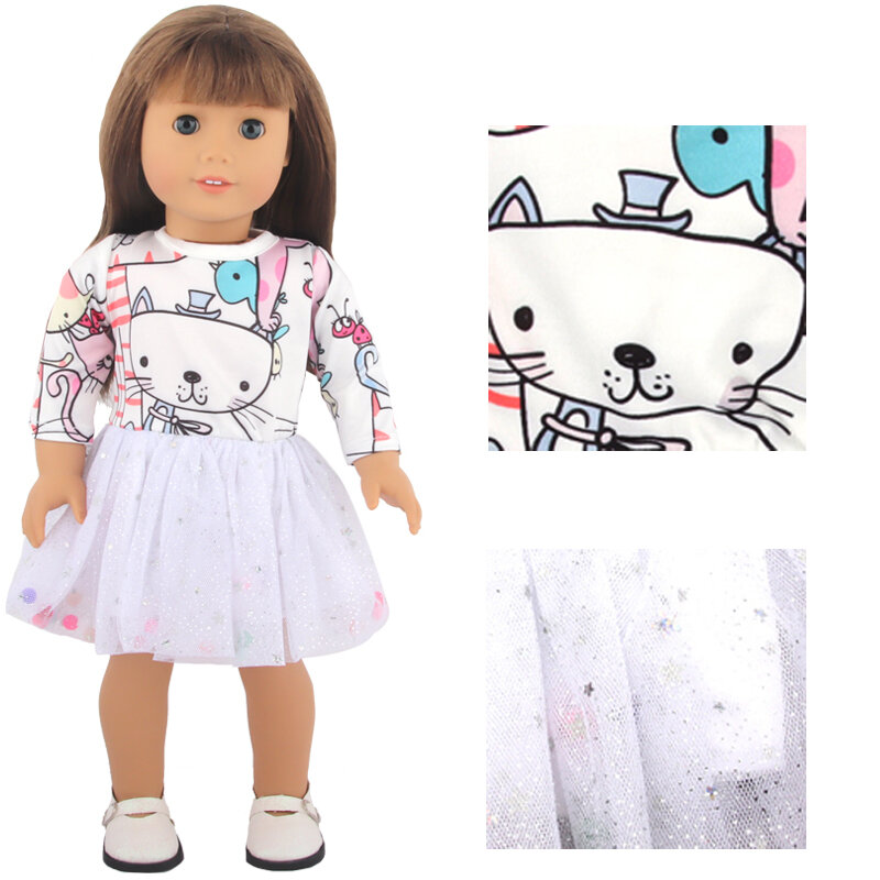 ドレス-女の子のためのピンクの動物のドレス,アメリカの衣装セット,18インチ,人形の服,アクセサリー,43cm,新しいコレクション