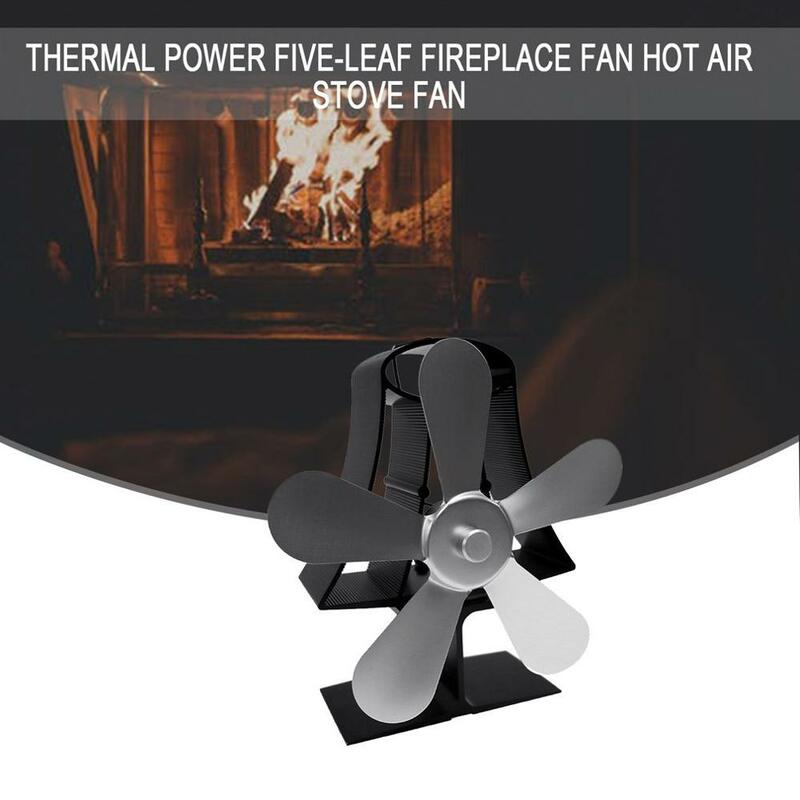 YL106 ventilador para hogar de energía térmica, ventilador de estufa de leña alimentado por calor para madera/quemador de troncos/Chimenea, ventiladores de cinco hojas respetuosos con el medio ambiente