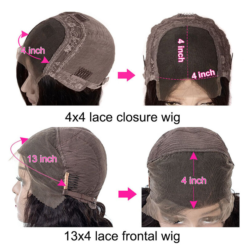 Peluca de cabello humano liso con malla Frontal para mujer, postizo de 30 pulgadas, 13x4, 4x4, con cierre de encaje Frontal