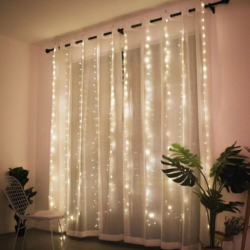 Guirlande lumineuse rideau à lumière féerique USB, décoration de noël, noël, Ramadan, nouvel an