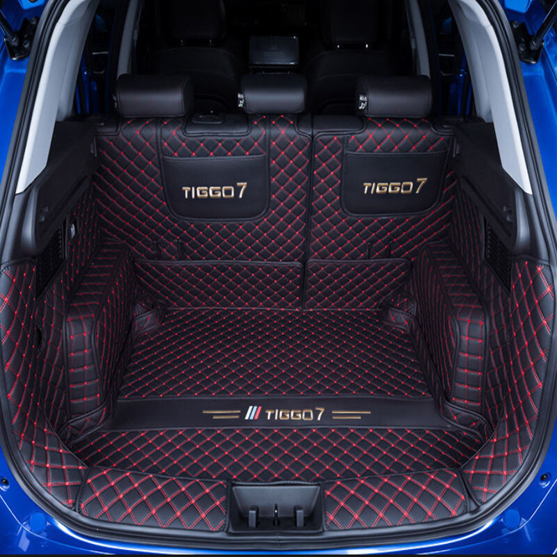 Dla Chery Tiggo 7 Pro 2022 2021 niestandardowe maty do bagażnika skórzane trwałe mata do wyłożenia podłogi bagażnika dywaniki samochodowe tylne akcesoria do dekoracji wnętrz