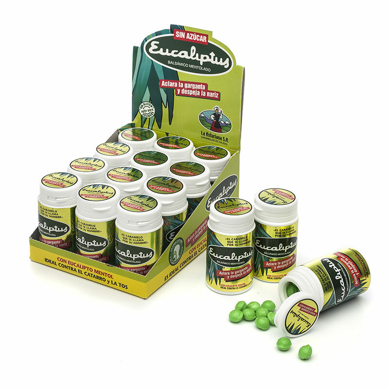 La Asturiana Eucalyptus Sweet - Small Balls of Hard Candy - Help to Clear Throat and Nose - 12 pcs.