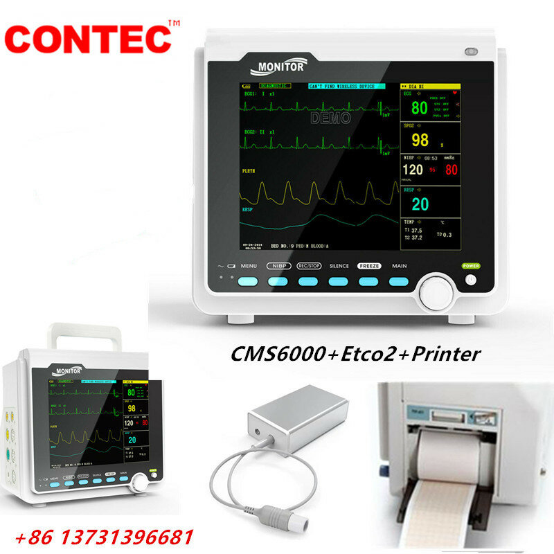 Contec marca multi parâmetros monitor paciente com capnograph etco2 & impressora térmica sinais vitais monitor