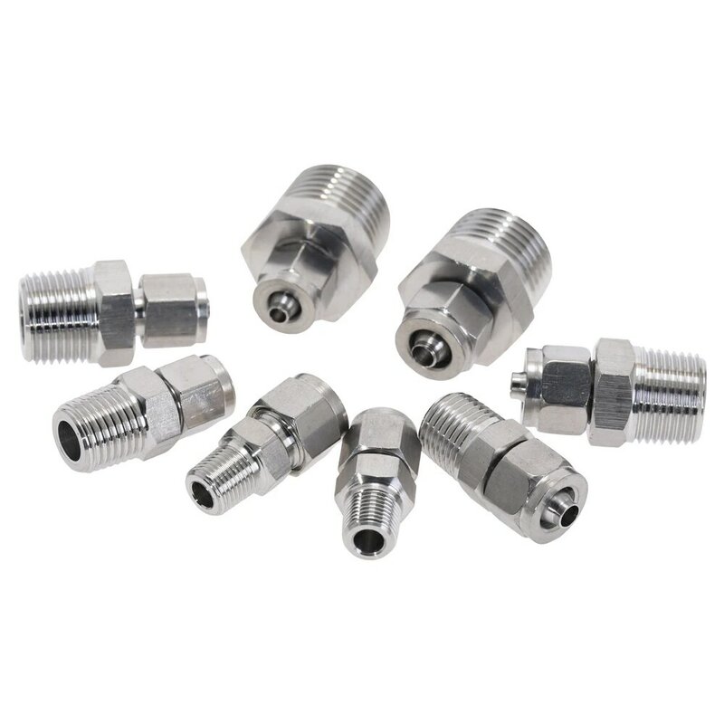 1pc Connectors Tube Pipe Fittings Stainless Steel SS 304 1/8'' 1/4'' 3/8'' 1/4'' BSP Male Thread Connector Conversion Adapter