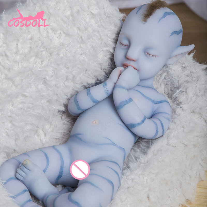 COSDOLL bonecas reborn 46cm 100% silikon zmywalny wczesna edukacja niebieskie zabawki dla dzieci zabawki dla dzieci Reborn Doll bebe reborn Doll #00