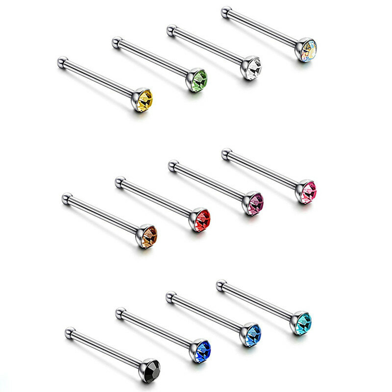 40/60 pz/set Piercing in acciaio inossidabile lotto a forma di L naso Stud 20g Crystal Straight Stud Nose Ring Set Simple Piercing Jewelry