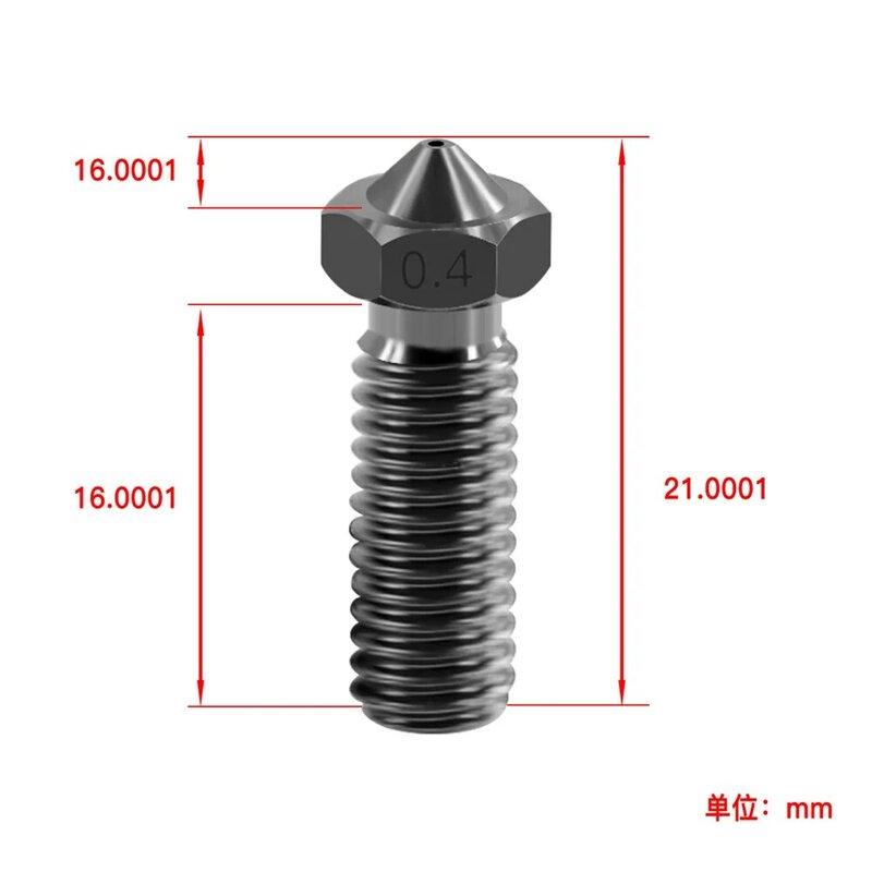 Hardened Steel Volcano Nozzle 1.75mm M6 For High Temperature 3D Printing Carbon Fiber Filament For E3D Volcano Sidewinder X1