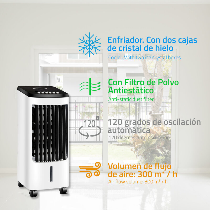 Elit AC20A Climatizador Evaporativo con Mando a Distancia 70W Blanco · Con Filtro Polvo Antiestático