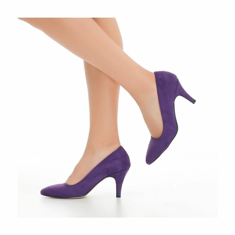 7 centímetros do Salto Do Sapato de Camurça roxo para Mulheres Magras Salto Alto Clássico Baixo Stilettos Dedo Do Pé Fechado Sandálias para a Mulher Sapatos de Salto Baixo do Vestido