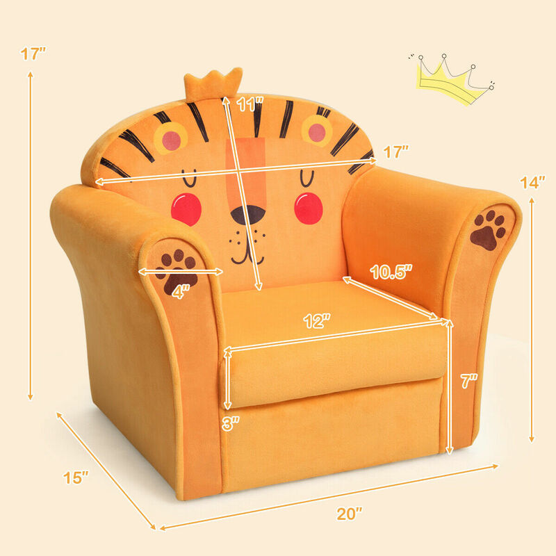 Kids Lion Sofa Children Armrest Couch Upholstered Chair Toddler Furniture Gift  HW65435