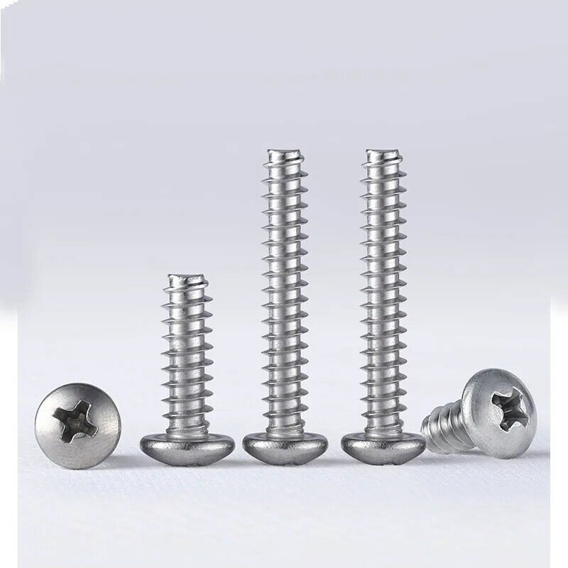 Lalang 304 Sekrup Phillips Cross Round Head Flat Tail Screw Self-Tapping Screw Wood Screw Fastener