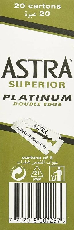 Astra-cuchillas de afeitar de seguridad de doble filo Platinum, 100 unidades (paquete de 1)