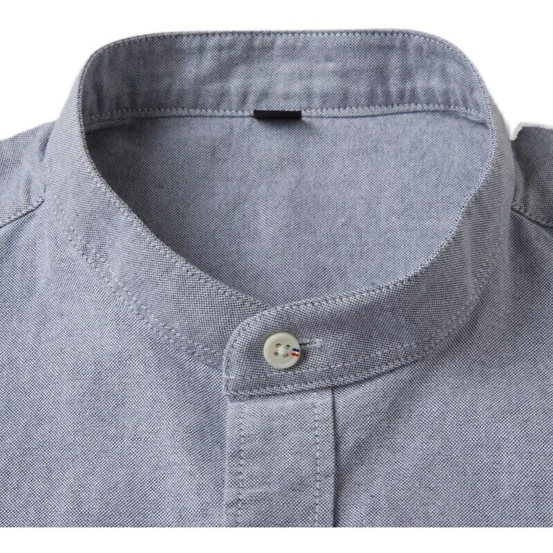 2022 New Hot Casual Stand Collar Man Shirts Long Sleeve Fshion Slim Fit Breathable Solid Soft Comfortable Male Cotton Blouse